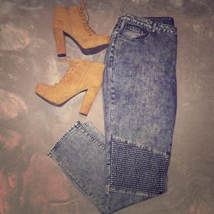 Moto Acid-Wash Jeans